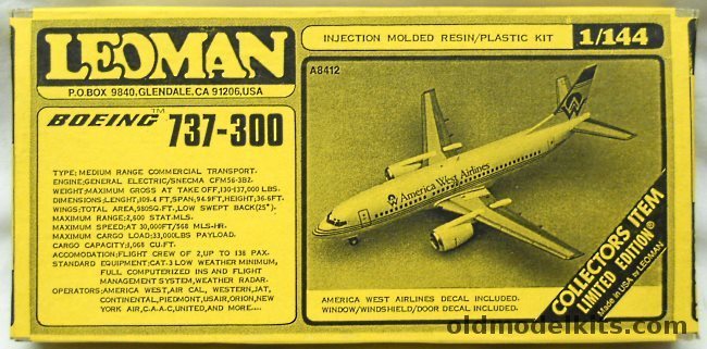 Leoman 1/144 Boeing 737 300 America West Airlines - (737-300), A8412 plastic model kit